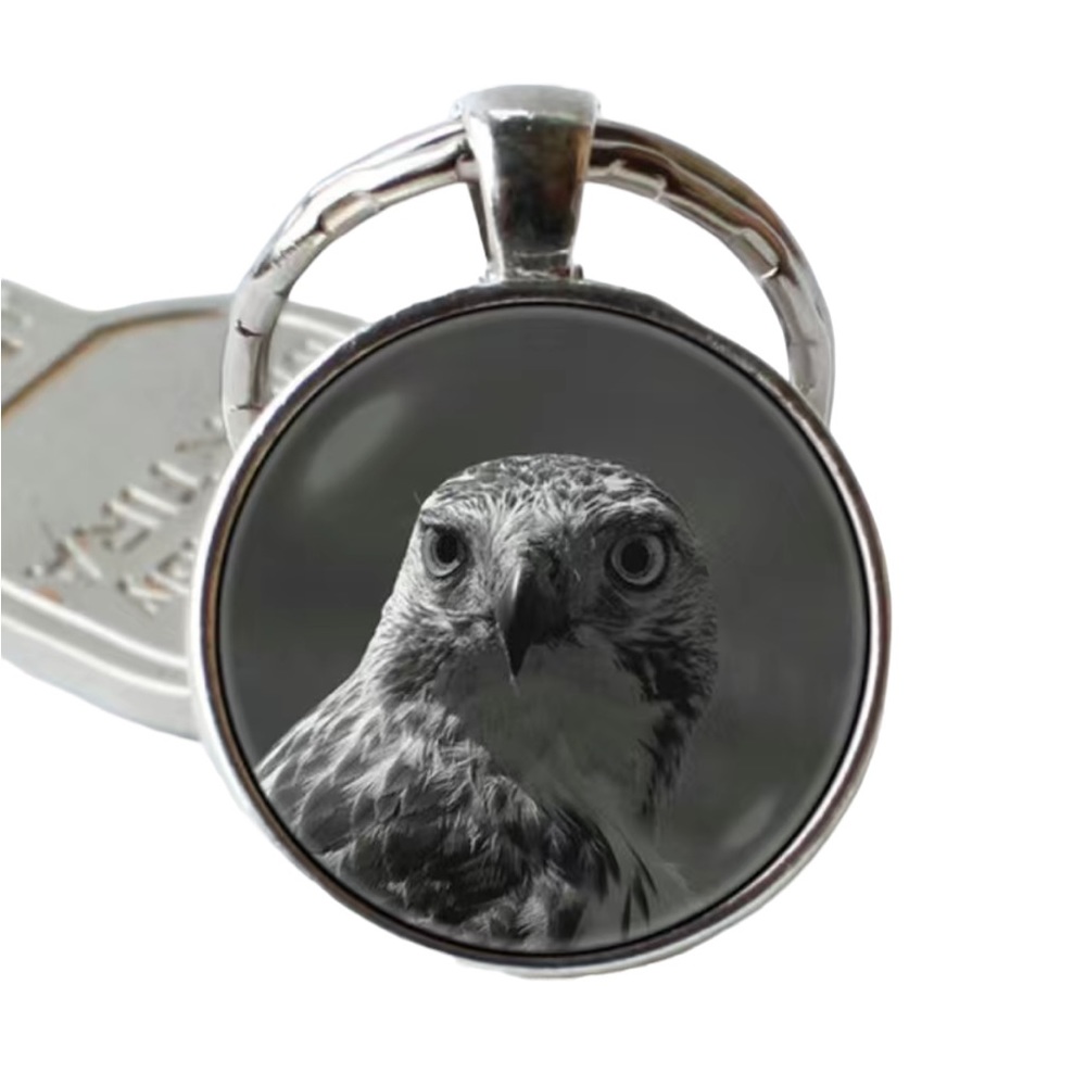 Hawk Head Silver Keychain - Picture 2 of 3